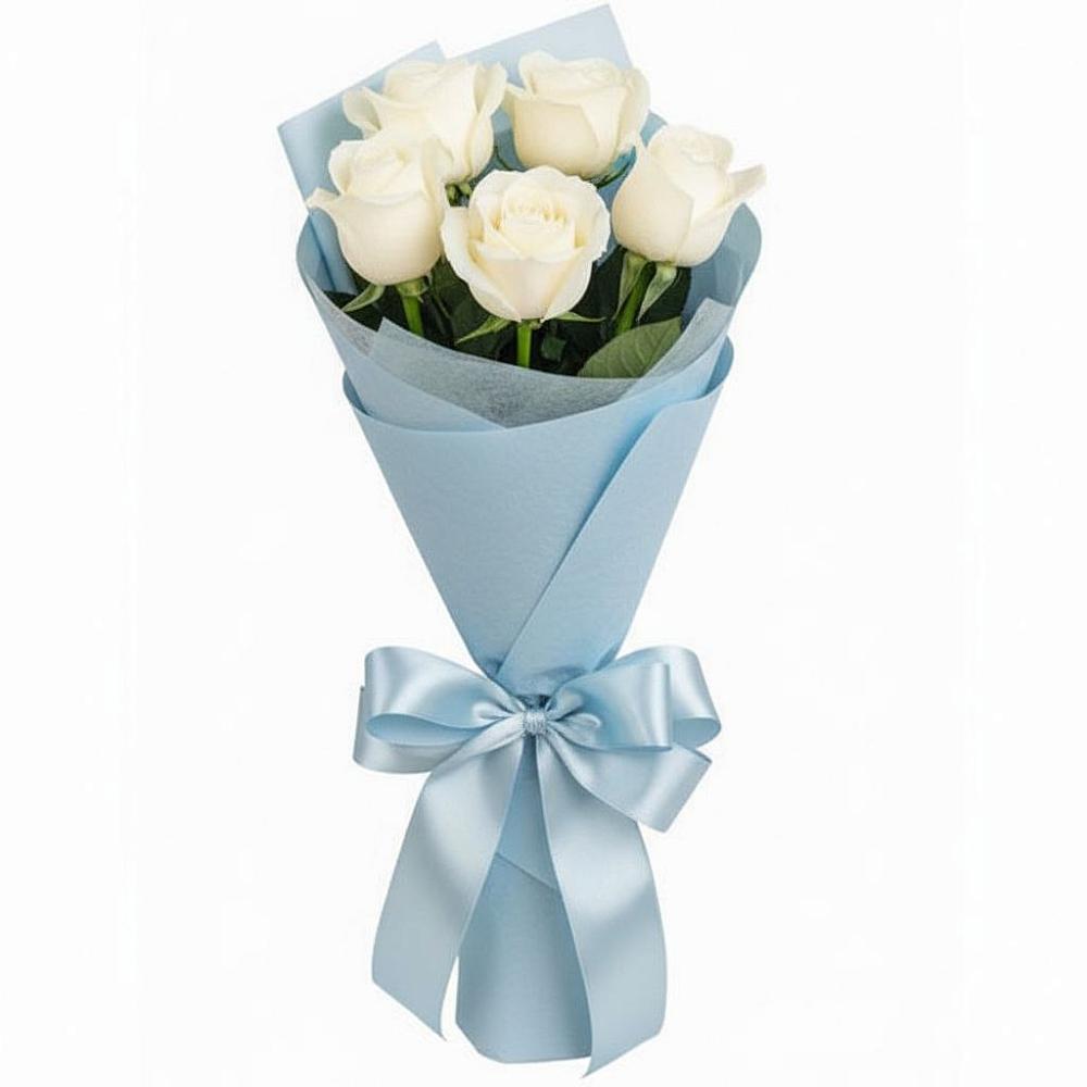 Букет 5 Белых роз Проуд в Ясной Поляне