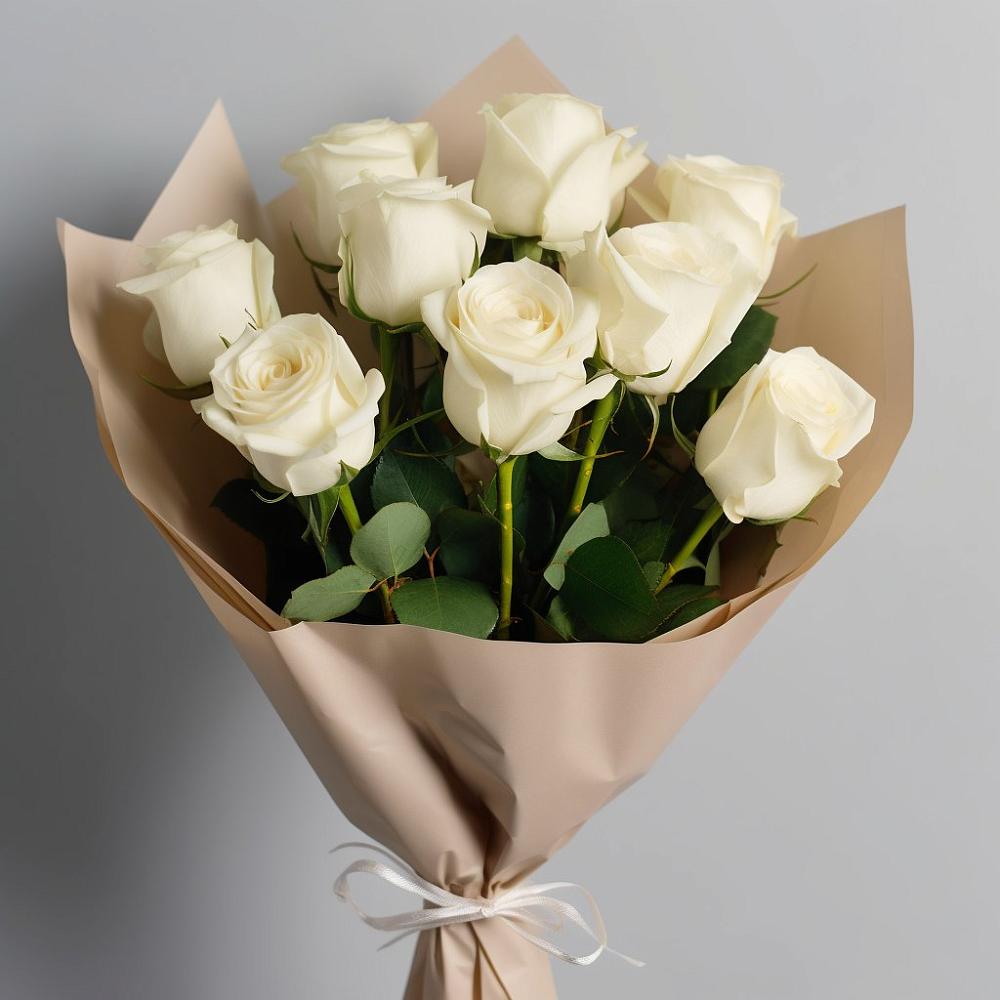 Букет 9 Белых роз Эдлесс Лав в Ясной Поляне