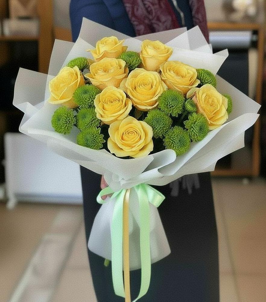 Букет цветов из: Хризантемы и Розы в Ясной Поляне