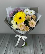 Букет цветов из:  Розы, Герберы и Хризантемы в Ясной Поляне