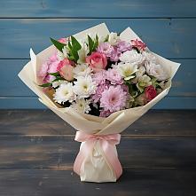 Букет цветов из:  Хризантемы, Альстромерии и Розы в Ясной Поляне