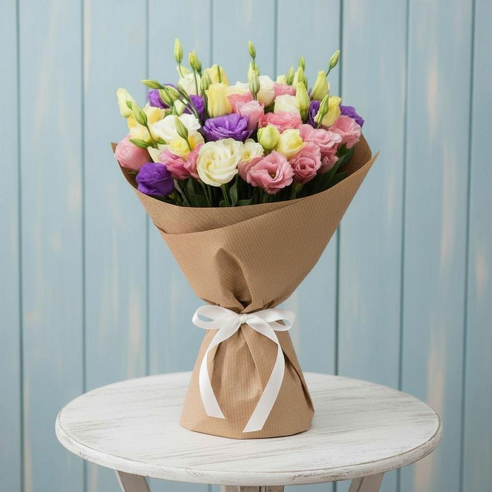 Букет цветов из: Лизиантусы в Ясной Поляне