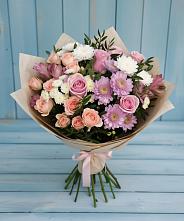 Букет цветов из:  Хризантемы, Розы и Альстромерии в Ясной Поляне