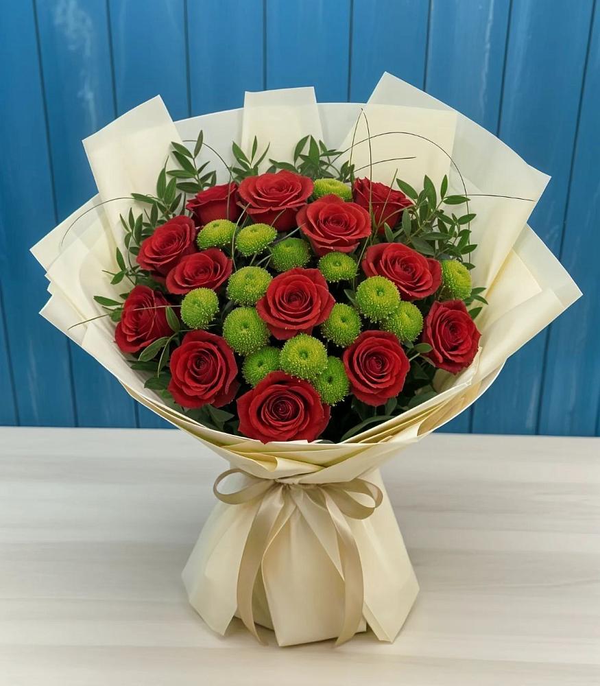 Букет цветов из: Розы и Хризантемы в Ясной Поляне