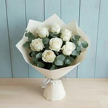 Букет Белые розы в Эвкалипте в Ясной Поляне