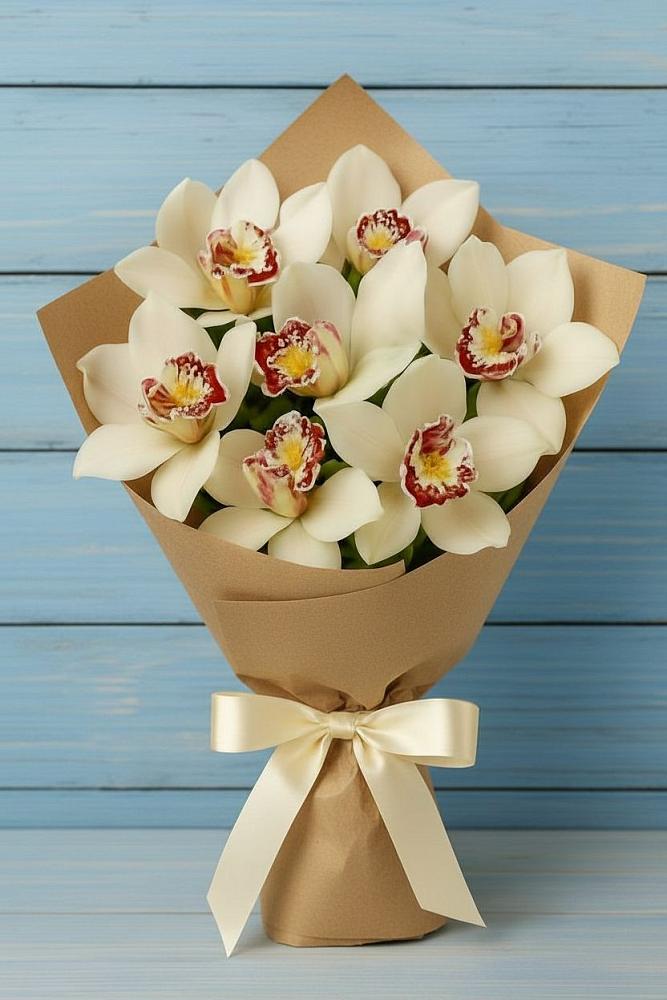 Букет цветов из: Орхидеи и Розы в Ясной Поляне