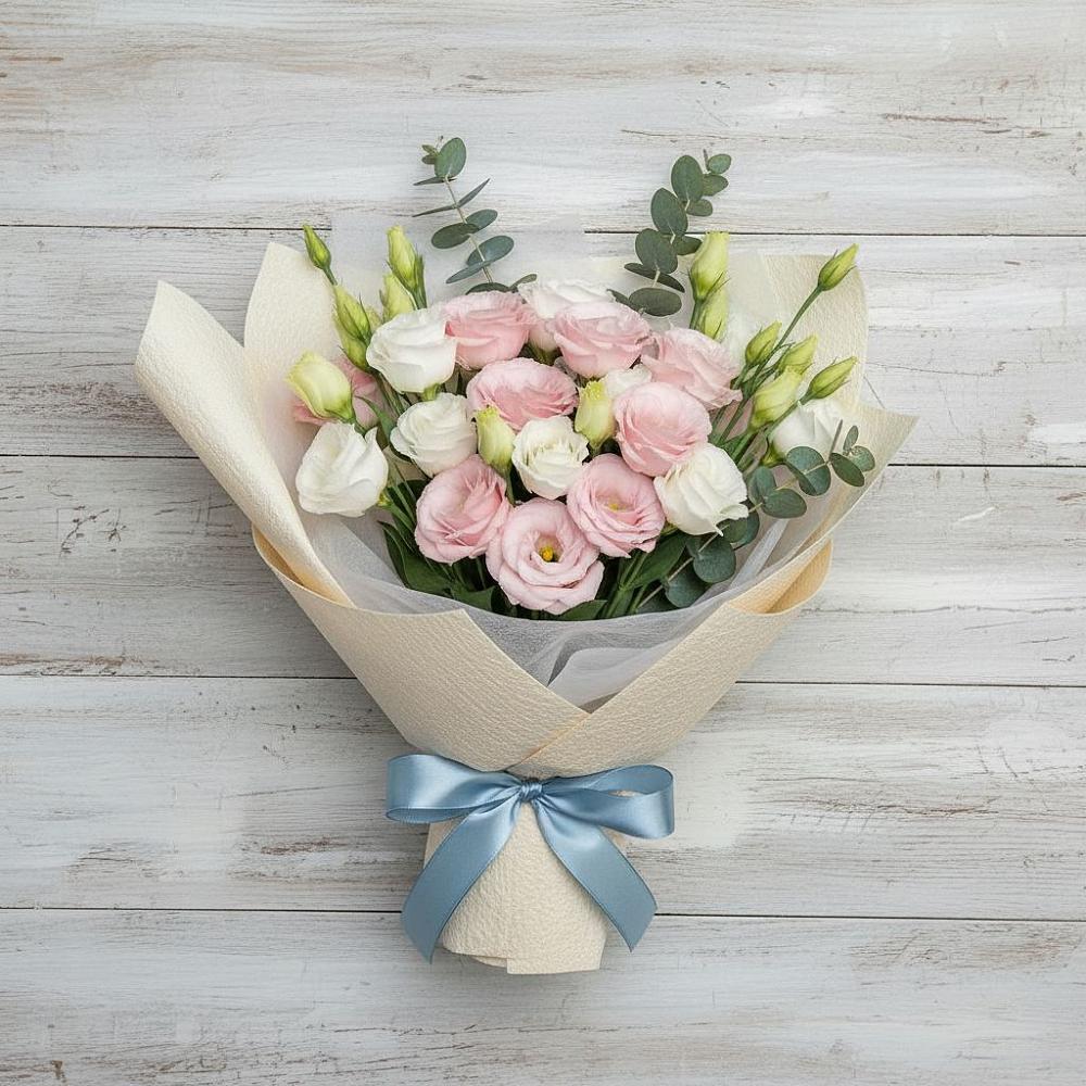 Букет цветов из: Лизиантусы в Ясной Поляне